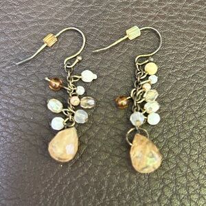 Vintage Brown beads pendant earrings